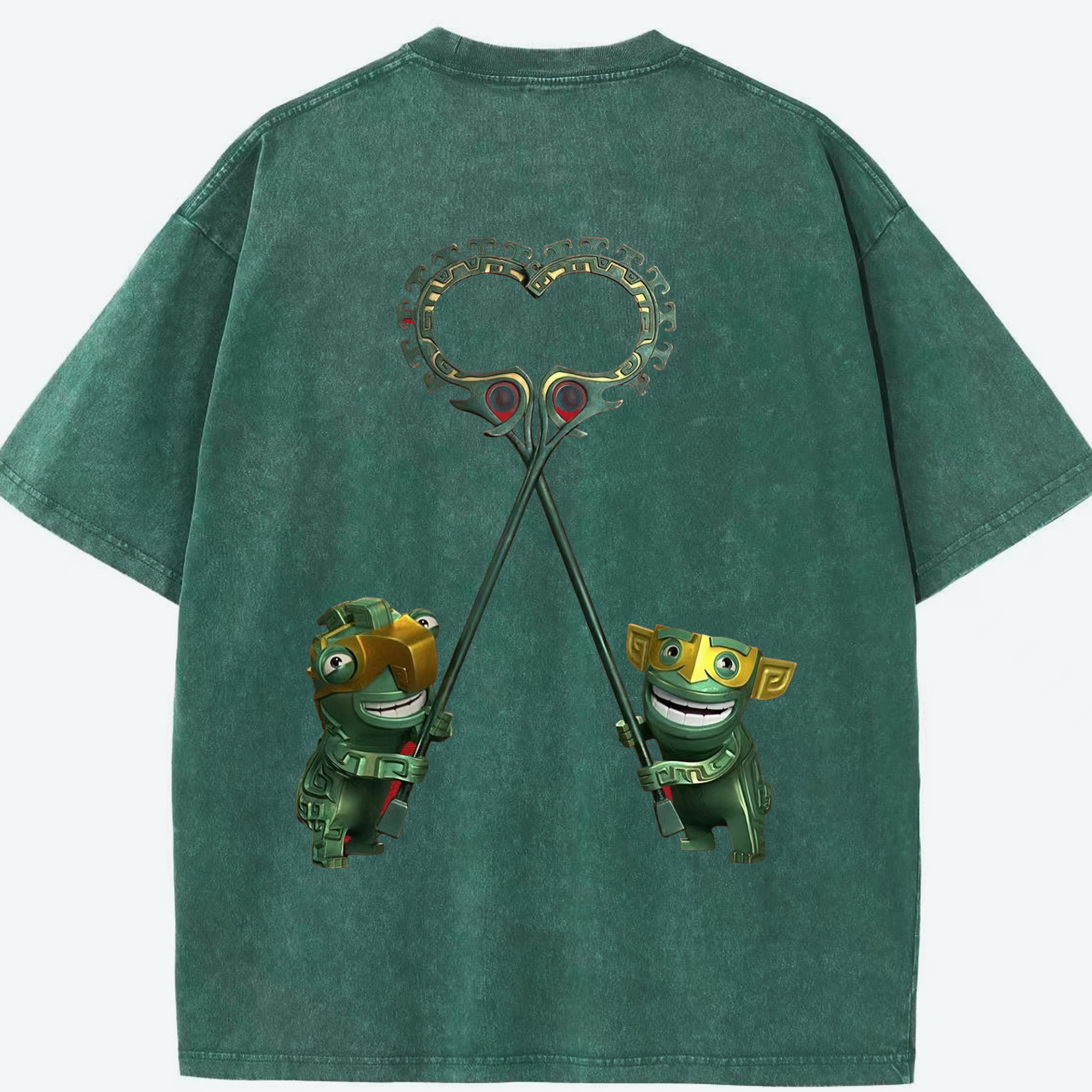 （画像用） Ne Zha 2 ナタ 魔童の大暴れ 綿100% ヴィンテージ風 半袖Tシャツ（背面プリント）